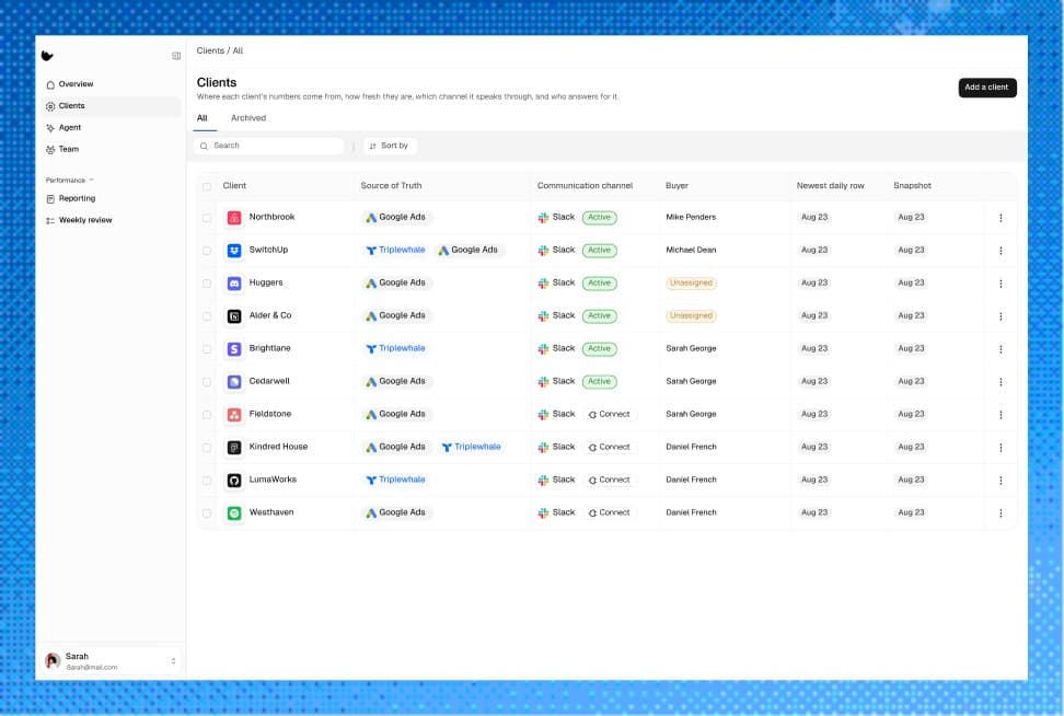 Relay — the Clients page